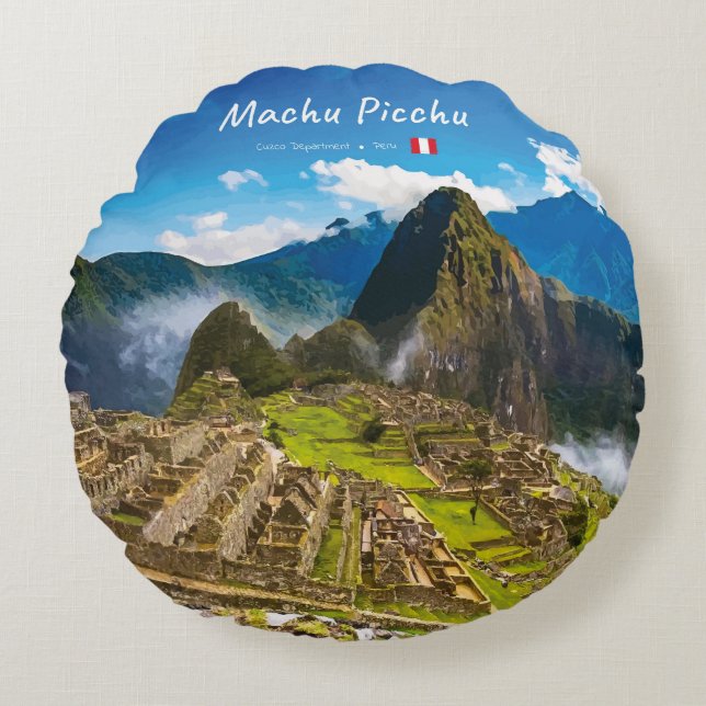 Almofada Redonda Machu Picchu, Peru - Ruínas da Cidadela Inca (Frente)