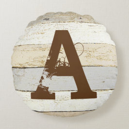 Almofada Redonda Madeira russa e travesseiro redondo de letra