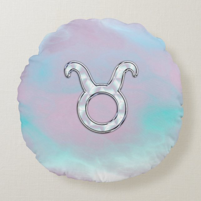 Almofada Redonda Mãe do Estilo Pérola Taurus Zodiac Horoscope (Frente)