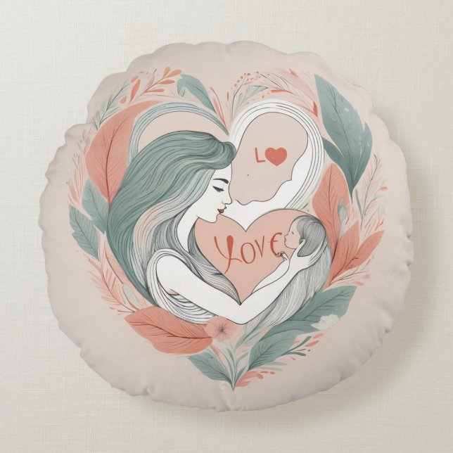 Almofada Redonda mãe e bebê (Frente)