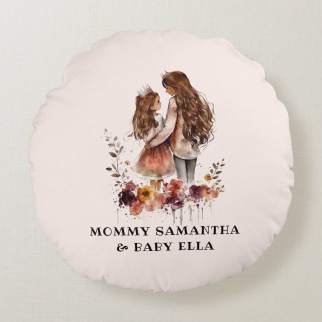 Almofada Redonda Mãe e Filha Adoráveis (10) (Frente)