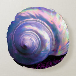Almofada Redonda Mãe opalescente tropical de Seashell de pérola