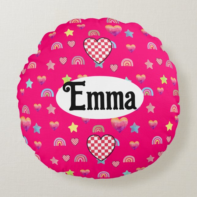 Almofada Redonda Magic pink candy world (Frente)