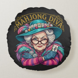 Almofada Redonda Mahjong Diva Funny Women's