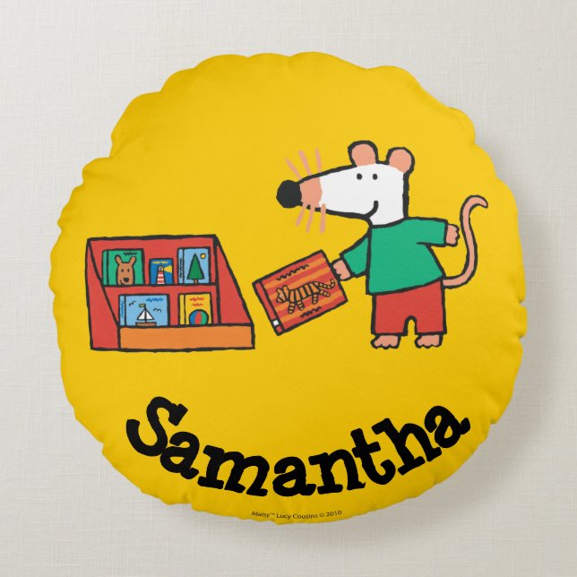 Almofada Redonda Maisy com livros da biblioteca (Frente)