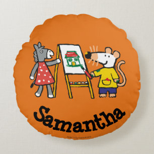 Almofada Redonda Maisy e pintura Dotty no pré-escolar