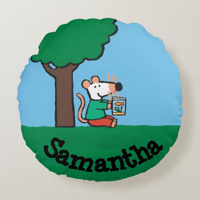 Almofada Redonda Maisy lê seu livro da biblioteca fora (Frente)