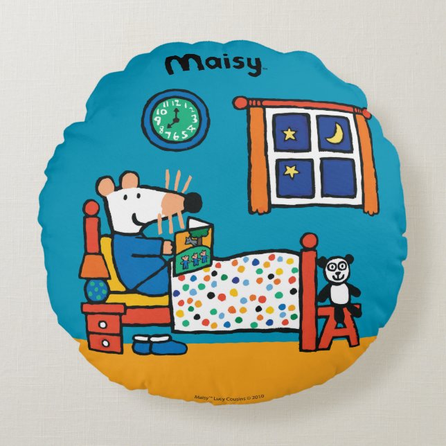 Almofada Redonda Maisy pronta para pijamas do azul da cama (Frente)