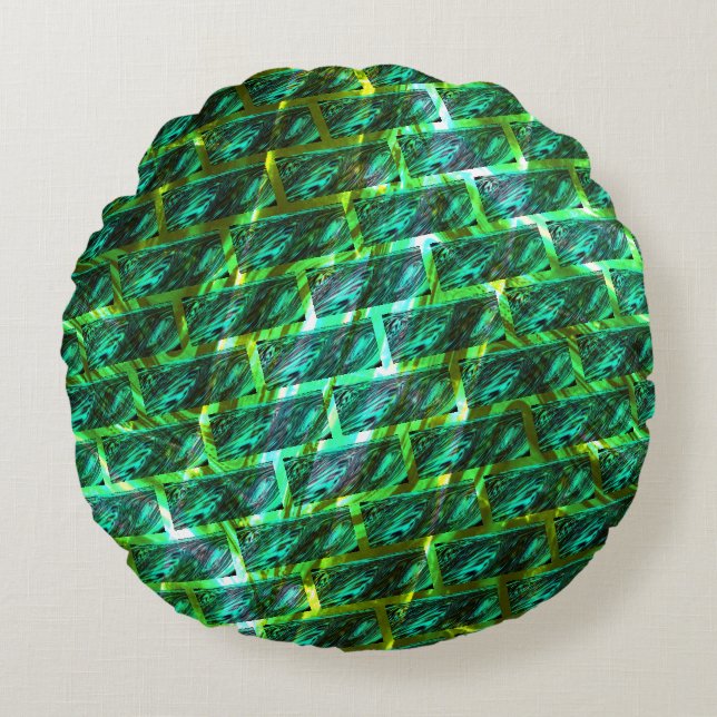 Almofada Redonda Maldito verde, arranhado, grade ou tijolo diferent (Frente)