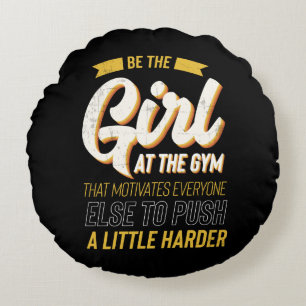 Almofada Redonda Malhação Gym Workout Motivação Mulheres