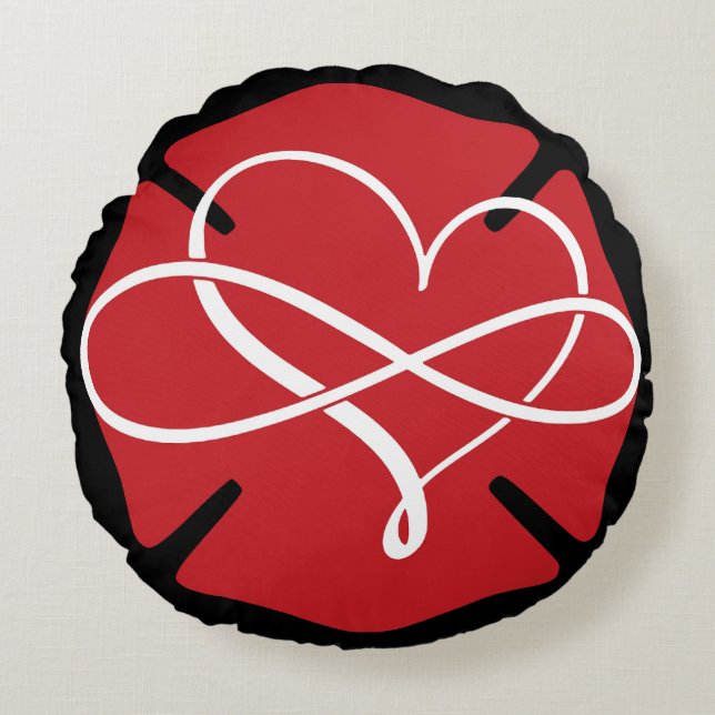 ALMOFADA REDONDA MALTESE CRUZA COM CORAÇÃO E INFINIDADE (Frente)