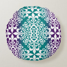 Almofada Redonda Mama Branca De Teal E Roxo