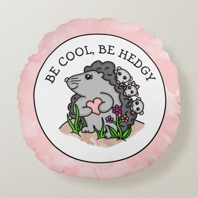 Almofada Redonda Mamãe e seus bebês, e Pun (Frente)