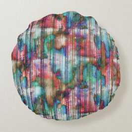Almofada Redonda Manchas coloridas com faixas rasgadas, decape virt