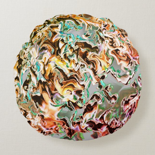 Almofada Redonda Manchas com gradiente ou fumado, cor de laranja a  (Frente)