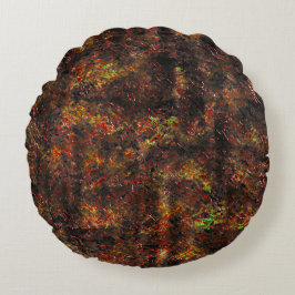 Almofada Redonda Manchas maciças e castanho esfolado num verde-ment