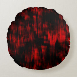 Almofada Redonda Manchas ranhuras em vermelho vivo e preto