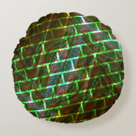 Almofada Redonda Manchas verdes vermelhas, arranhões, rede ou efeit