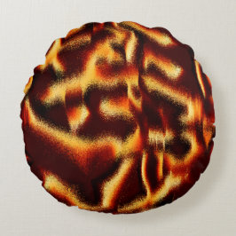Almofada Redonda Manchas vermelhas amarelas parecem imperfeições em