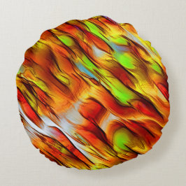 Almofada Redonda Manchas vermelhas e cromáticas amarelas, cores que