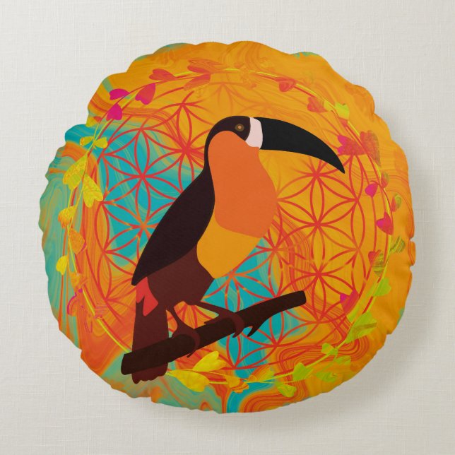 Almofada Redonda Mandala bird (Frente)