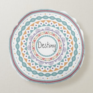 Almofada Redonda Mandala Boho Personalizar Nome