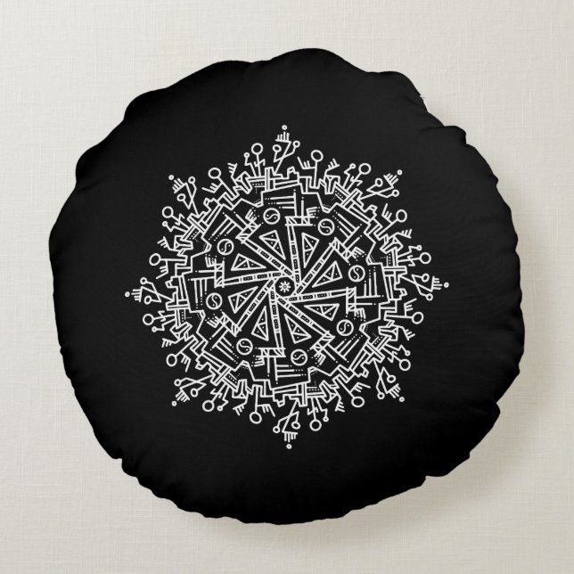 Almofada Redonda Mandala Branco (Verso)