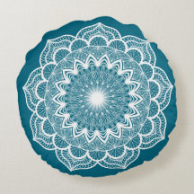 Mandala Branco em Fundo Azul