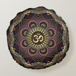 Almofada Redonda Mandala da Energia Fractal da Flor da Terra Símbol