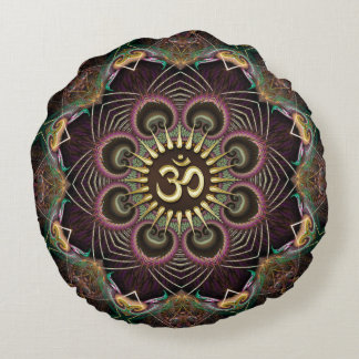 Almofada Redonda Mandala da Energia Fractal da Flor da Terra Símbol