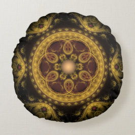 Almofada Redonda Mandala de adorno fractal da fada mágica