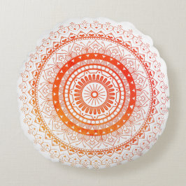 Almofada Redonda Mandala Espiritual Laranja Amarelo