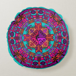 Almofada Redonda Mandala Floor Travesseiro Cushion - Teal