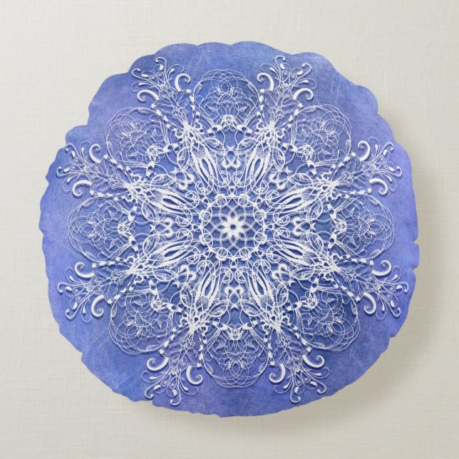Almofada Redonda Mandala floral étnica no fundo do grunge (Frente)