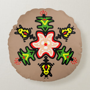 Almofada Redonda Mandala Floral Verde