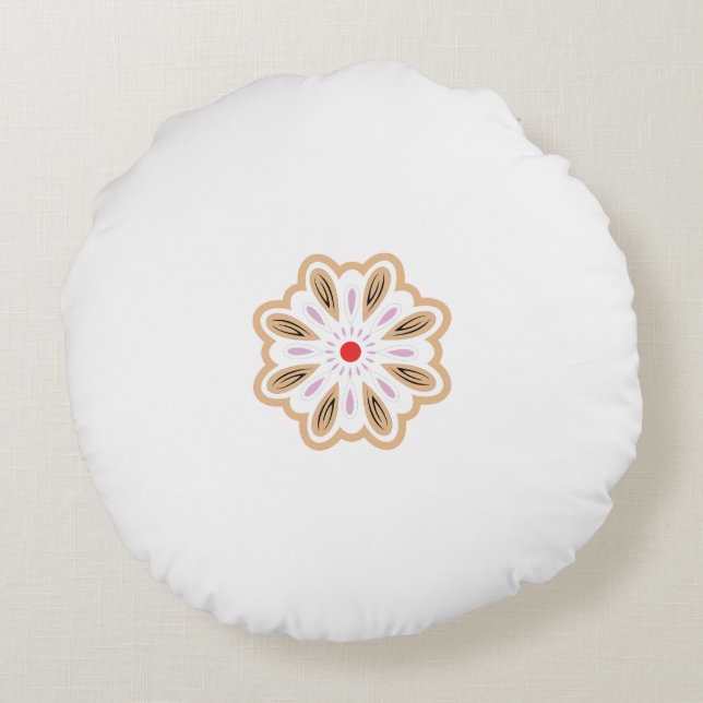 Almofada Redonda Mandala Flower Art Impressão | Boho Decor (Verso)