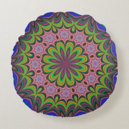Almofada Redonda Mandala Geométrico Rosette Retro Hippie