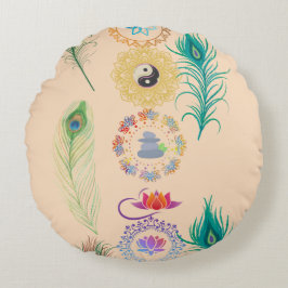 Almofada Redonda Mandala Harmony: Symbolic Round Cushion