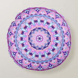 Almofada Redonda Mandalá Roxo Boho Aconchegante Meditação Geométric