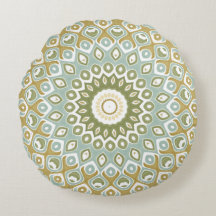 Mandala Terroso em Verde, Dourado e Azul Suave