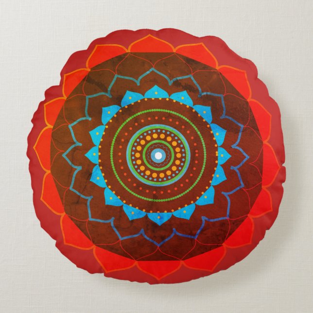 Almofada Redonda Mandala Yoga Gift Fotografia Round Cushion (Frente)