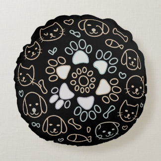 Almofada Redonda Mandalas de Pata de Cachorro Fofo