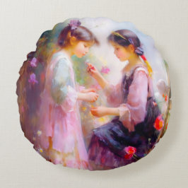 Almofada Redonda Manhã em um Jardim 