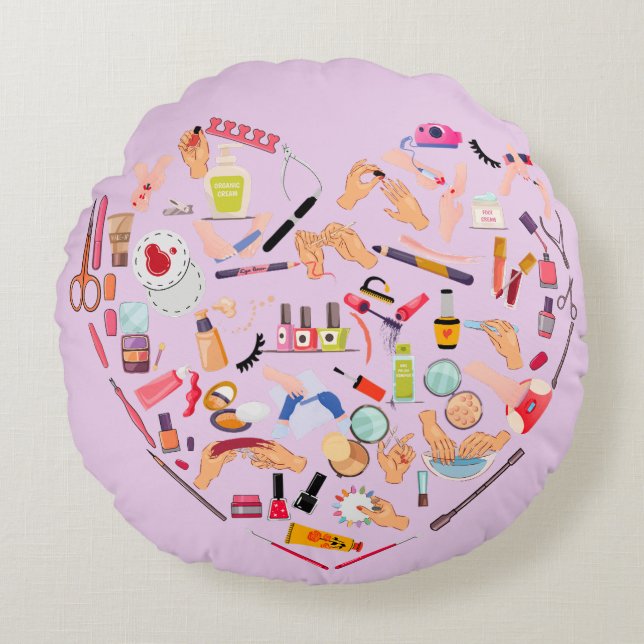 Almofada Redonda Manicurist - Coração da Ferramenta do Técnico de N (Frente)