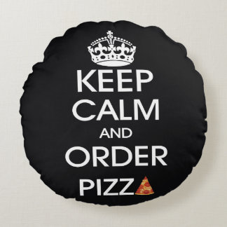 Almofada Redonda Mantenha a Calma e Peça Pizza