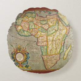 Almofada Redonda Mapa Antiquado Gerardus Mercator da África
