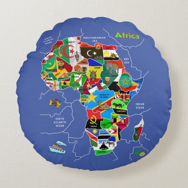 Almofada Redonda Mapa da África (Frente)