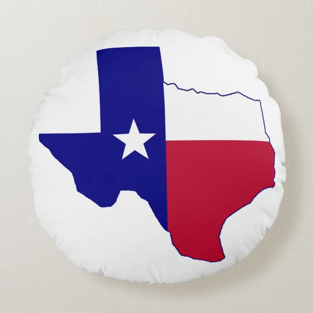Almofada Redonda Mapa da Bandeira do Texas (Frente)