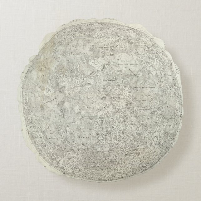 Almofada Redonda Mapa da lua (Frente)