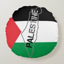 Almofada Redonda Mapa da Palestina Livre sobre a Bandeira da Palest